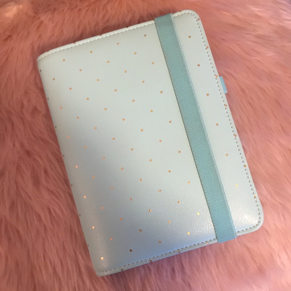 Medium Kikki k planner agenda - mint with gold dot